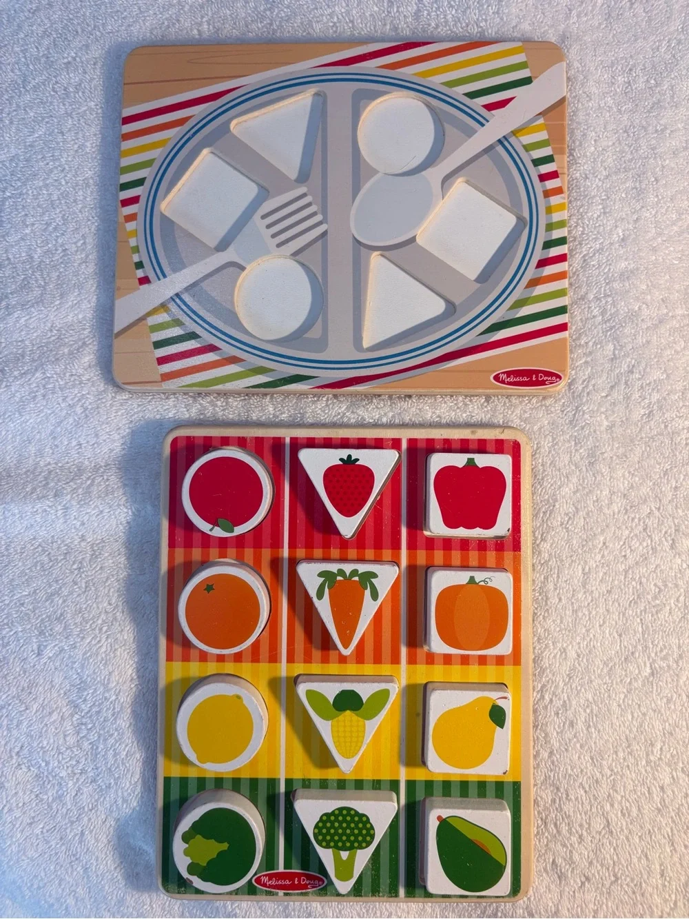Melissa & Doug Wooden Shape and Color Sorting Puzzle Healthy Food Choices